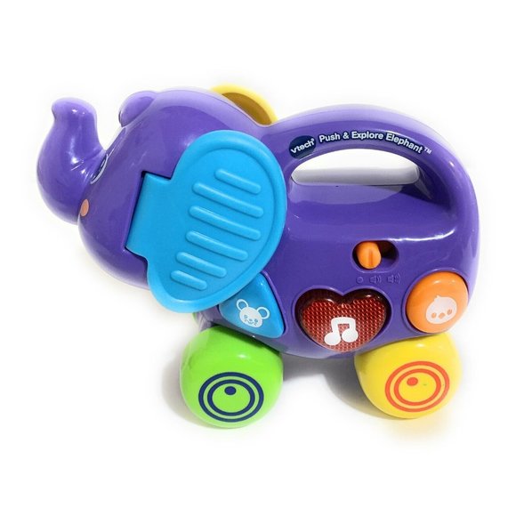 Push And Explore Vetch Elephant 6" musical education purple lights up works - Picture 4 of 6